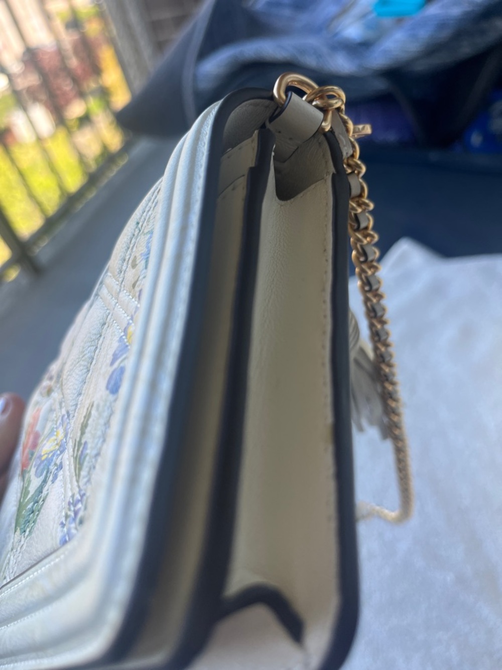 Tory Burch Fleming Ivory French Paisley Soft Printed Wallet Crossbody, EUC - Picture 7 of 8